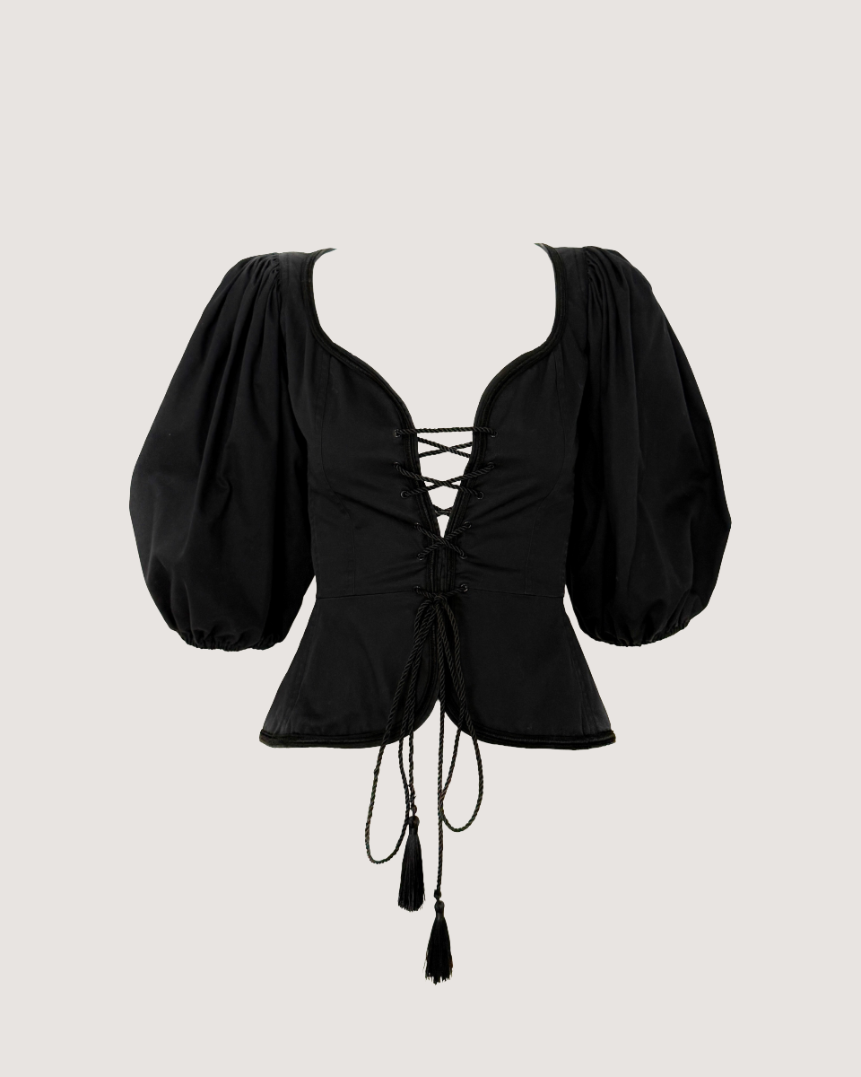Yves Saint Laurent Vintage 1976 Archival Black Lace-Up Corset